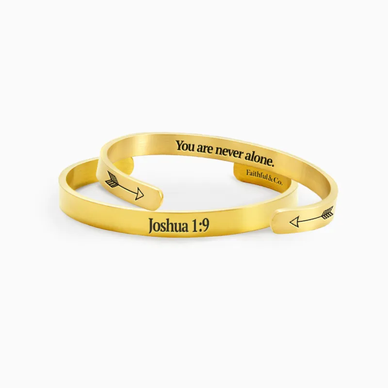 Joshua 1:9 Never Alone Cuff Bracelet sold by Faithful and Co.