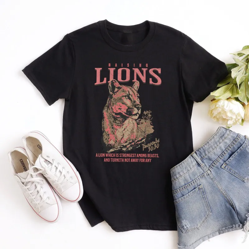 Raising Lions Proverbs 30:30 Tee sold by Faithful and Co.