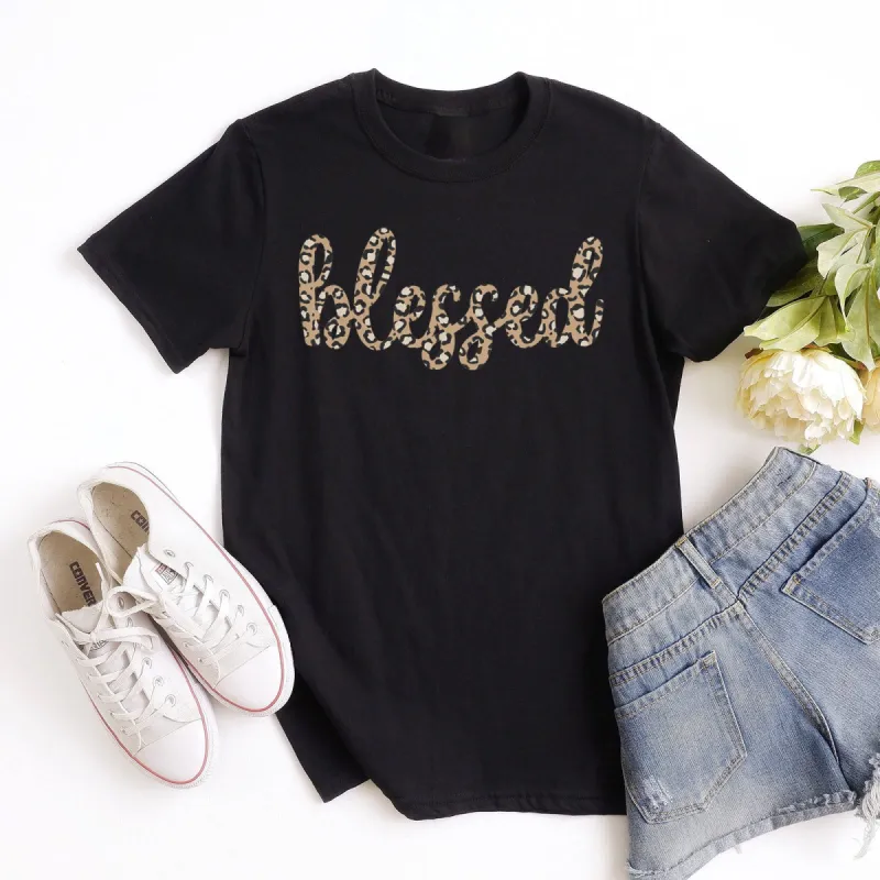 Blessed Leopard Tee sold by Faithful and Co.
