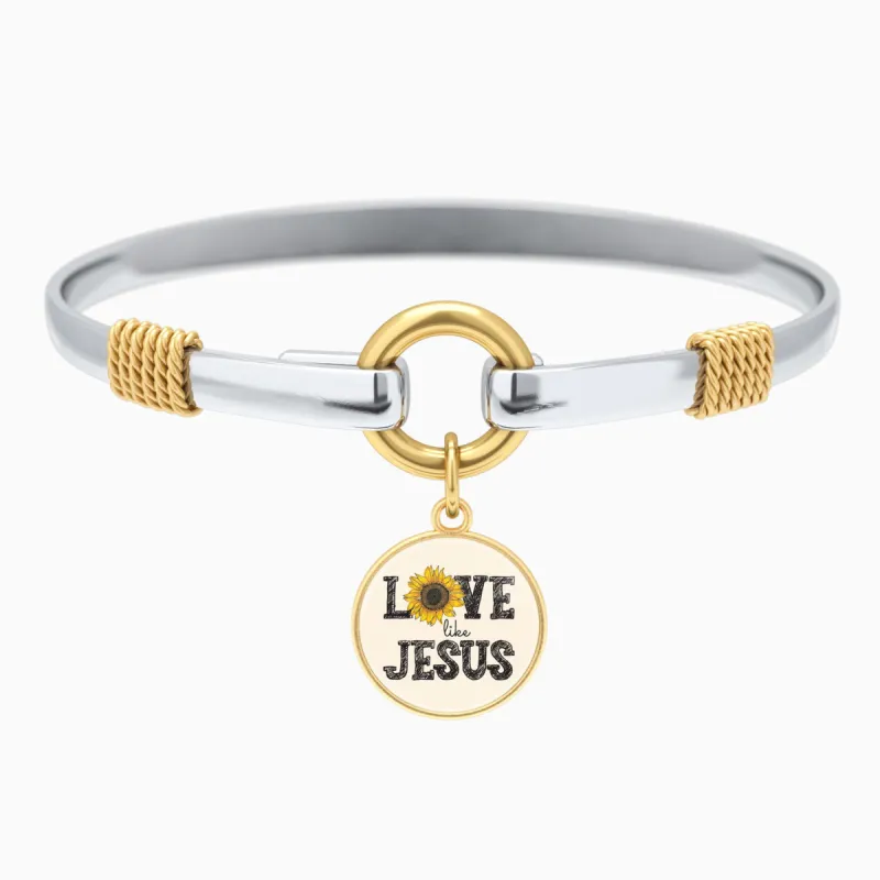 Love Like Jesus - Sunflower - Two-Tone Bracelet sold by Faithful and Co.