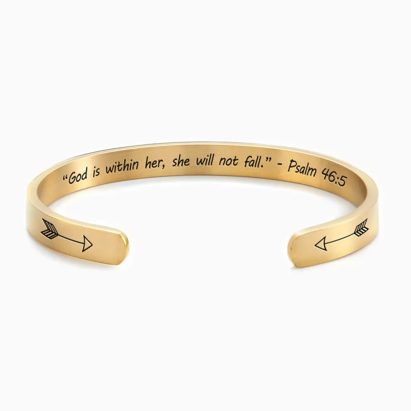 God Is Within Her - Psalm 46:5 Personalizable Cuff Bracelet sold by Faithful and Co.