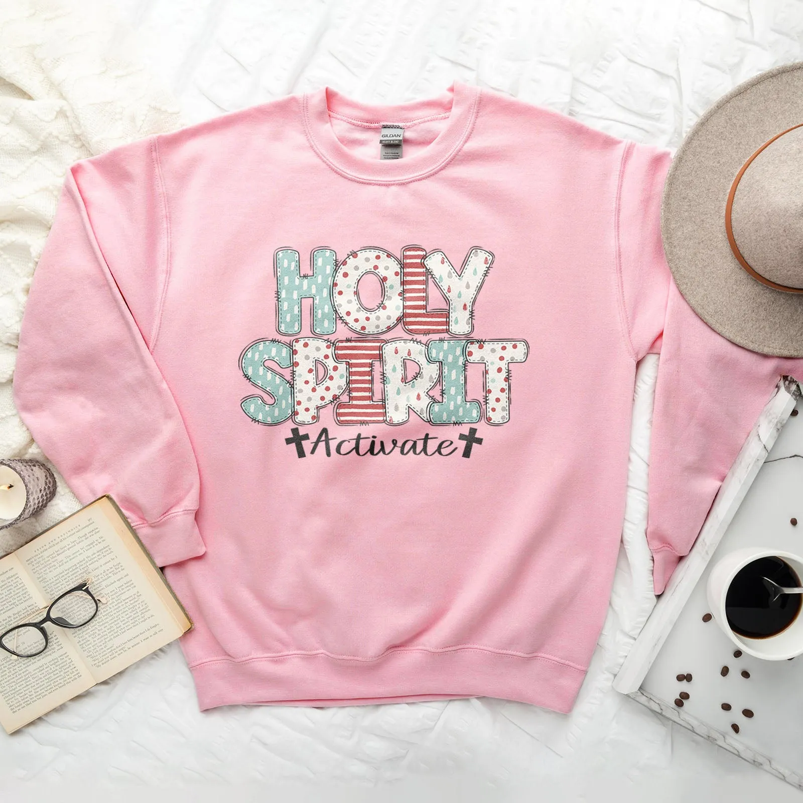 Holy Spirit Activate Patchwork Sweatshirt sold by Faithful and Co. product image thumbnail 2