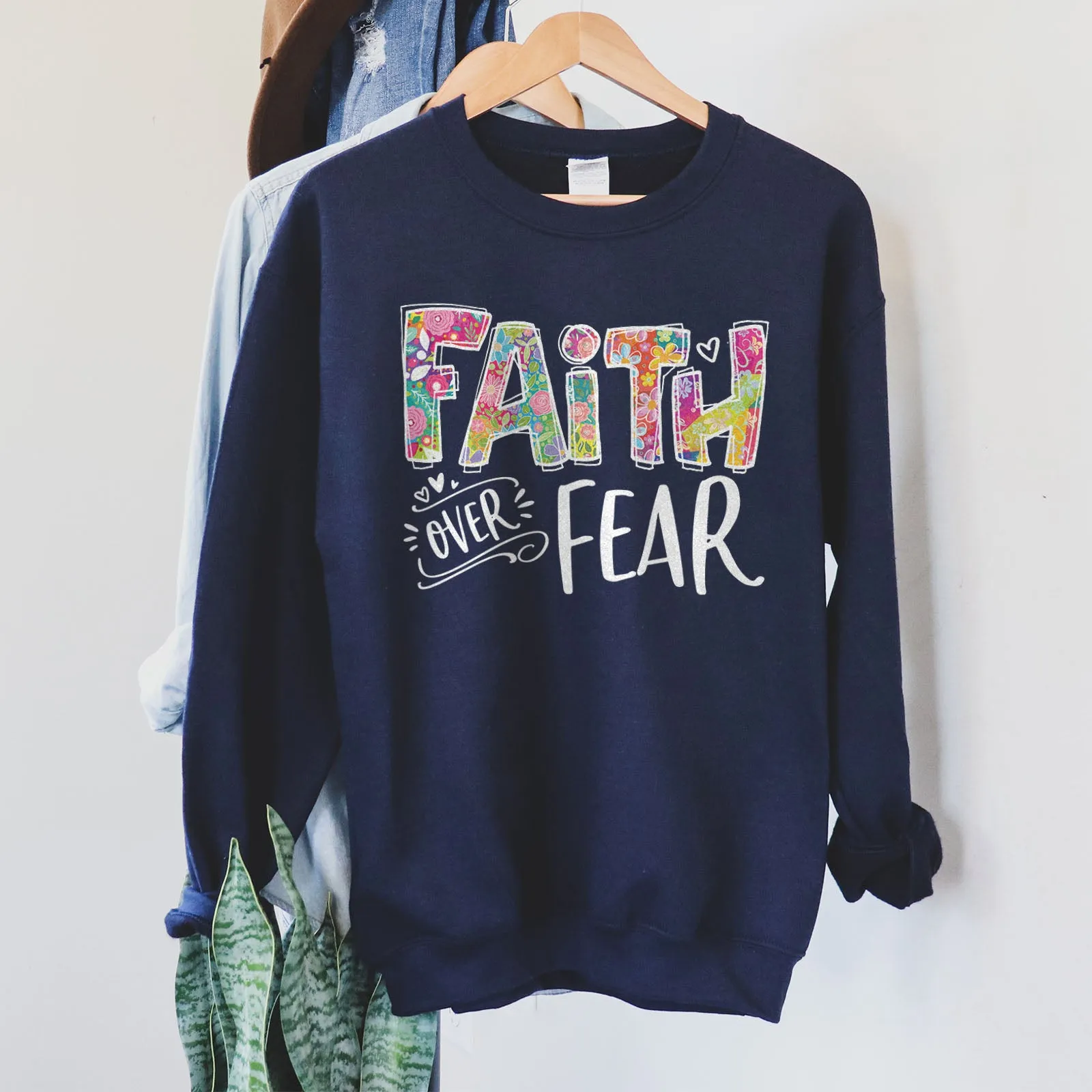 Faith Over Fear Sweatshirt sold by Faithful and Co. product image thumbnail 4