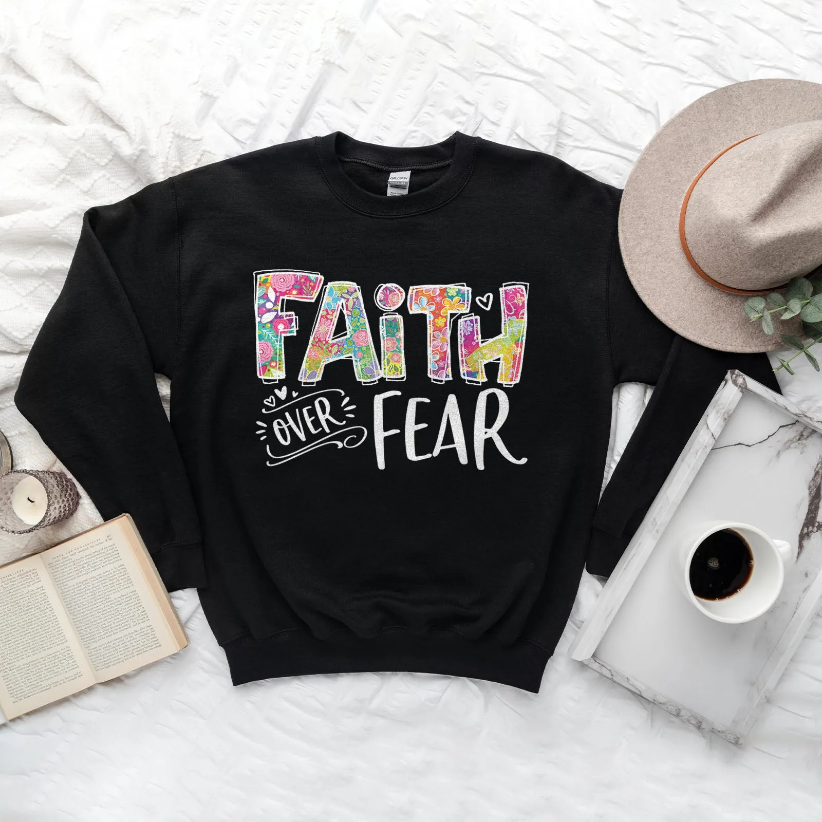 Faith Over Fear Sweatshirt sold by Faithful and Co. product image thumbnail 5