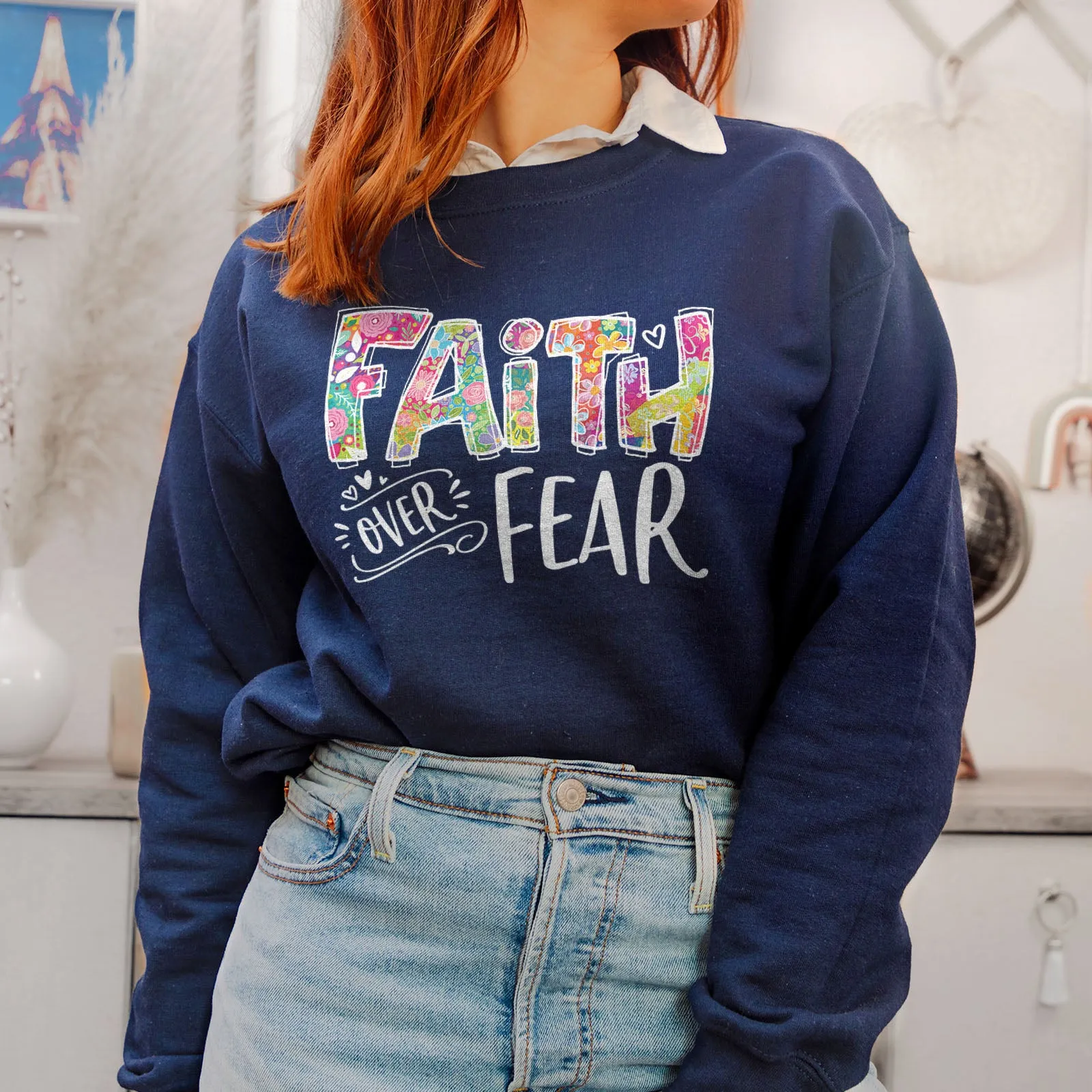 Faith Over Fear Sweatshirt sold by Faithful and Co. product image thumbnail 3