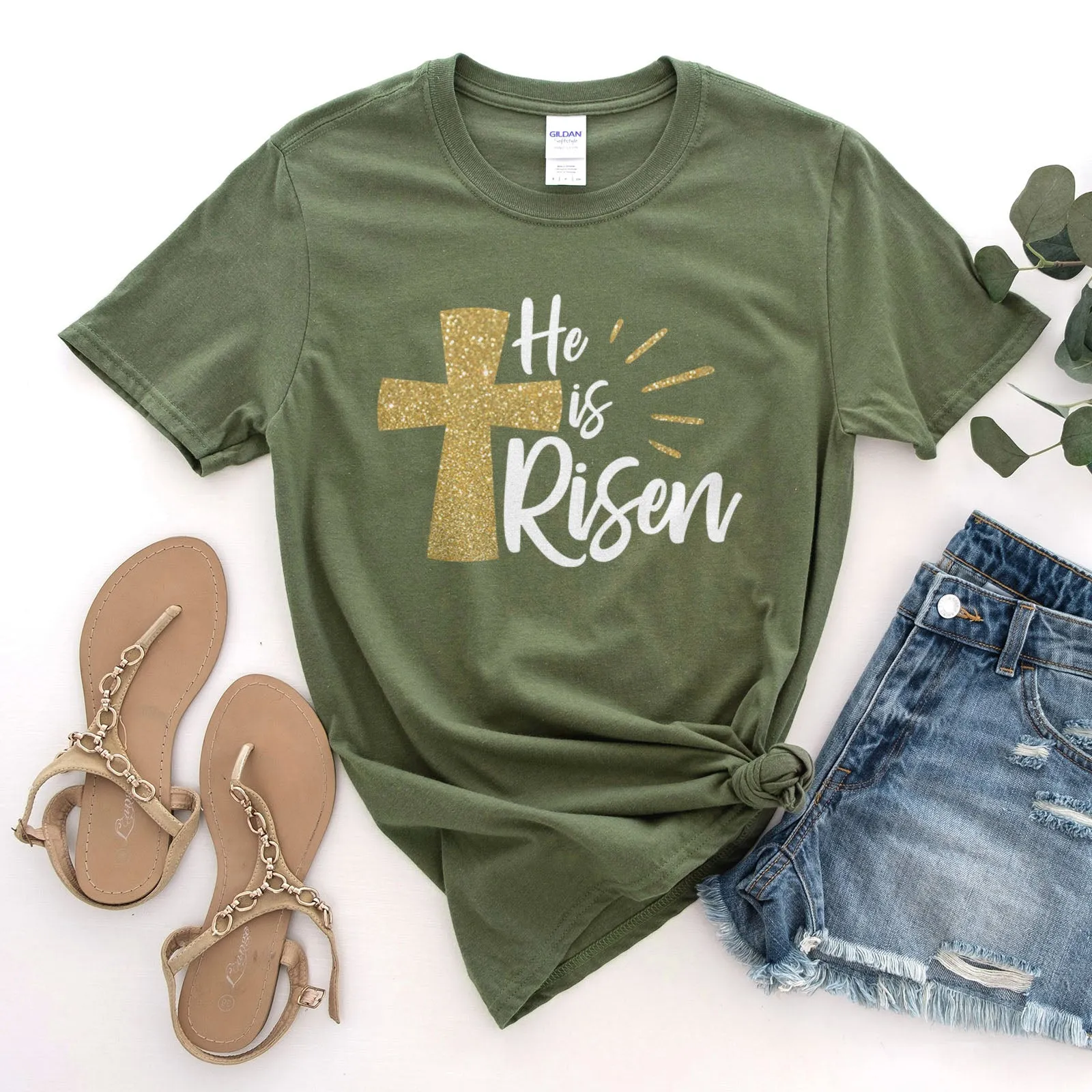 He is Risen Sparkle Tee sold by Faithful and Co.