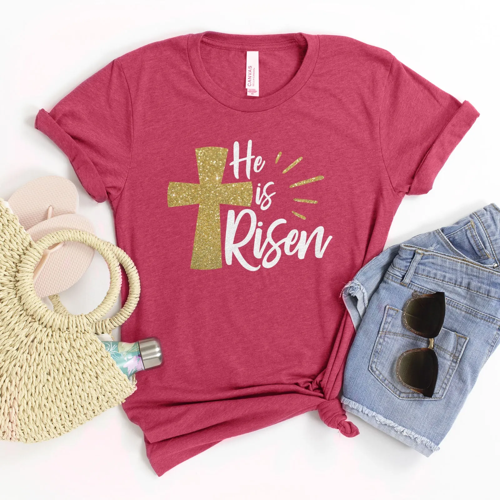 He is Risen Sparkle Tee sold by Faithful and Co. product image thumbnail 3