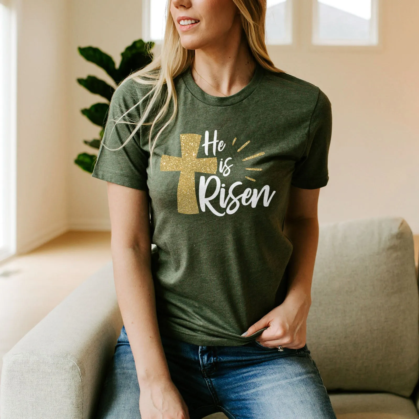 He is Risen Sparkle Tee sold by Faithful and Co. product image thumbnail 2
