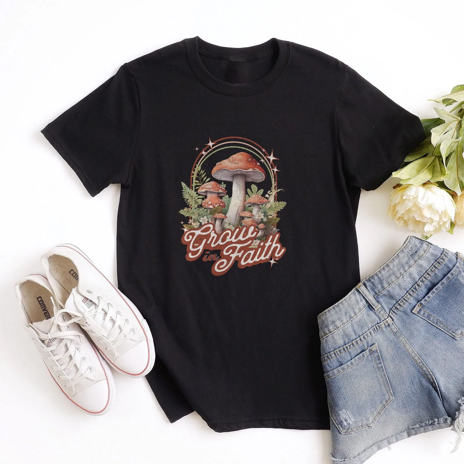 Grow in Faith Mushrooms Tee sold by Faithful and Co. product image thumbnail 2
