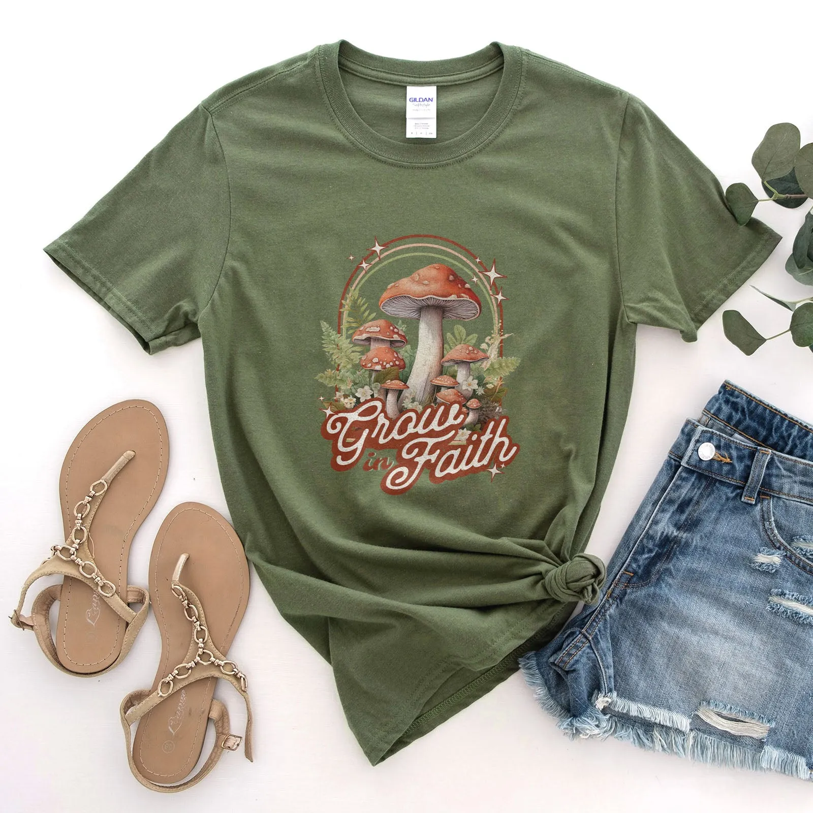 Grow in Faith Mushrooms Tee sold by Faithful and Co. product image thumbnail 4