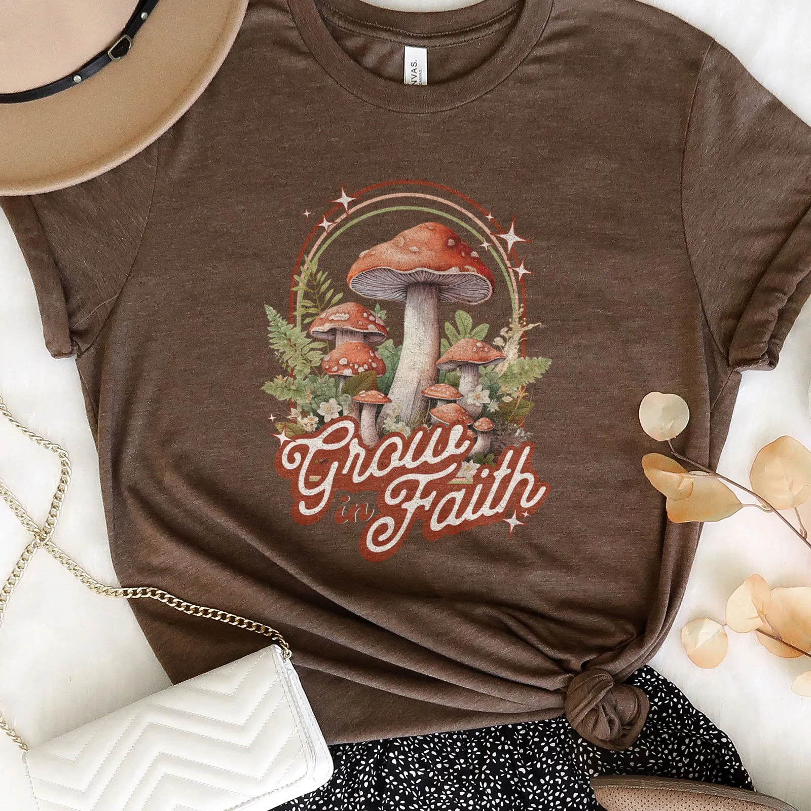 Grow in Faith Mushrooms Tee sold by Faithful and Co. product image thumbnail 3