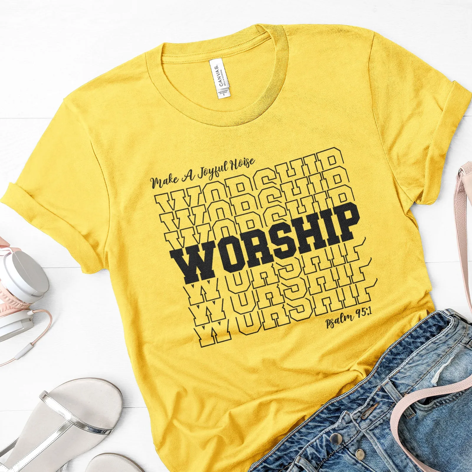 Worship | Make A Joyful Noise Tee sold by Faithful and Co. product image thumbnail 5