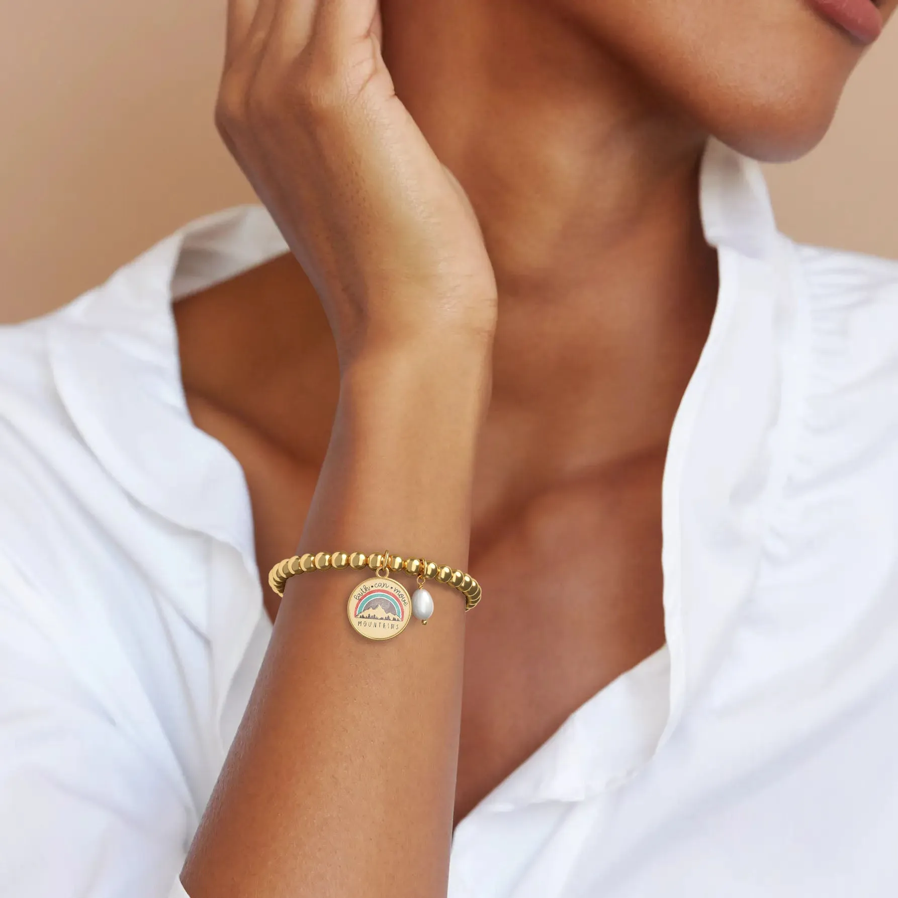 Faith Can Move Mountains - Beaded Bracelet sold by Faithful and Co. product image thumbnail 2