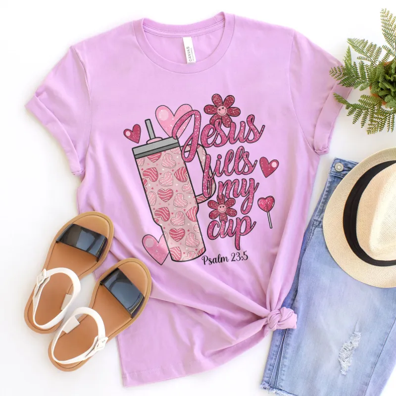 Valentine Jesus Fills My Cup Tee sold by Faithful and Co.