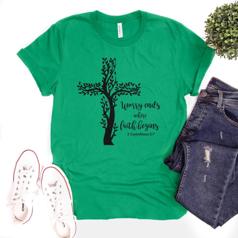 Worry Ends Where Faith Begins Tee sold by Faithful and Co.