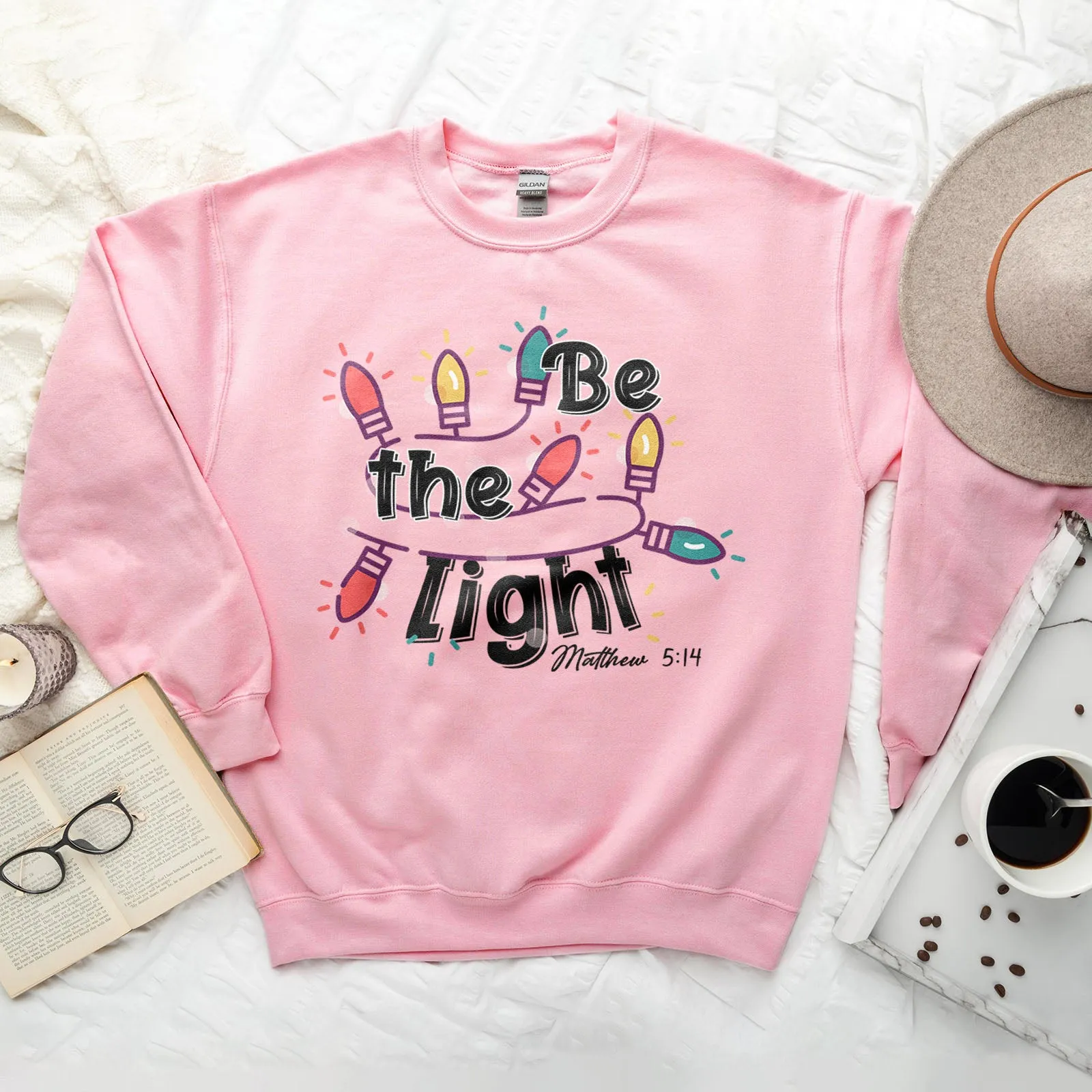 Be The Light Christmas Lights Sweatshirt sold by Faithful and Co. product image thumbnail 2