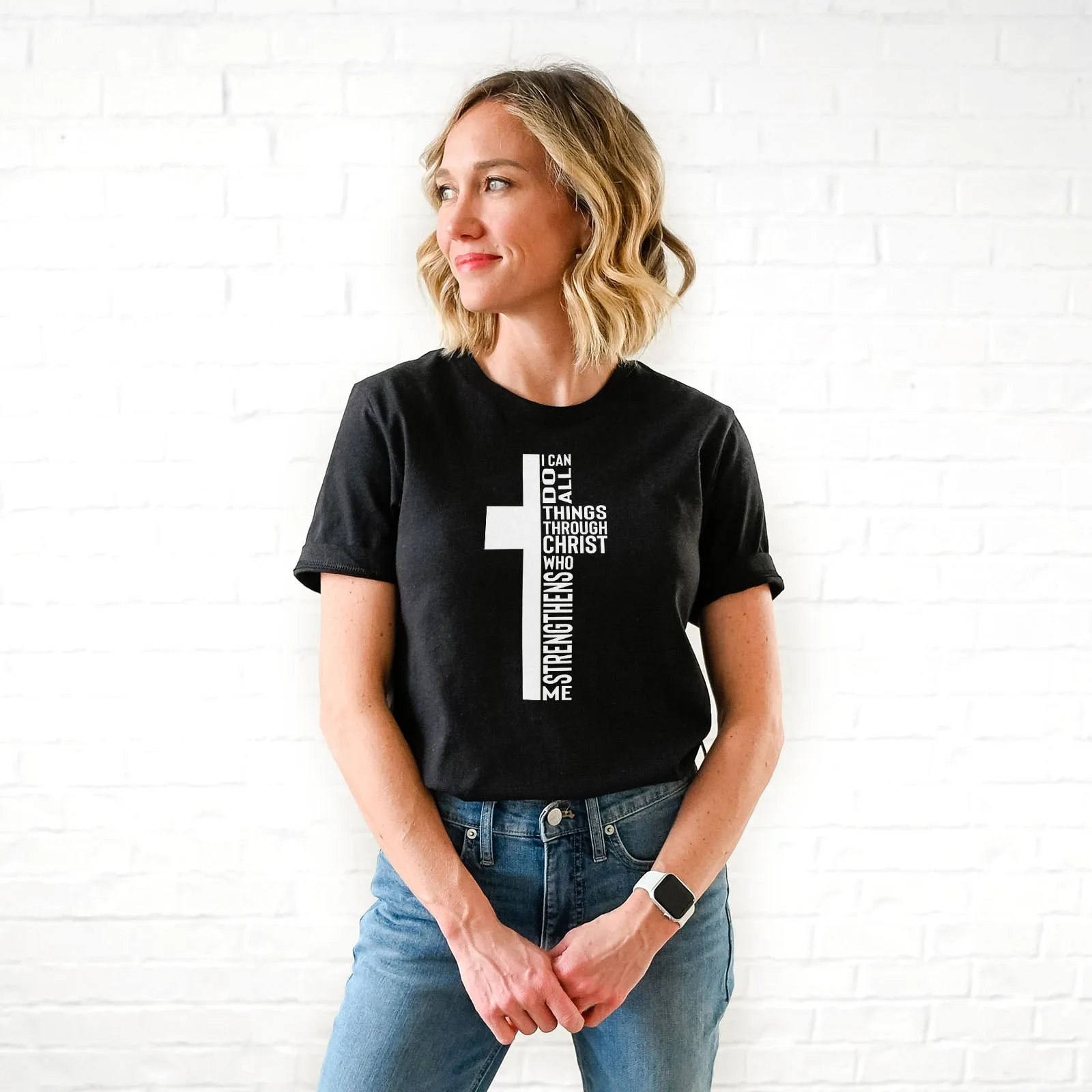Can Do All Things Through Christ Who Strengthens Me Cross Tee sold by Faithful and Co. product image thumbnail 5