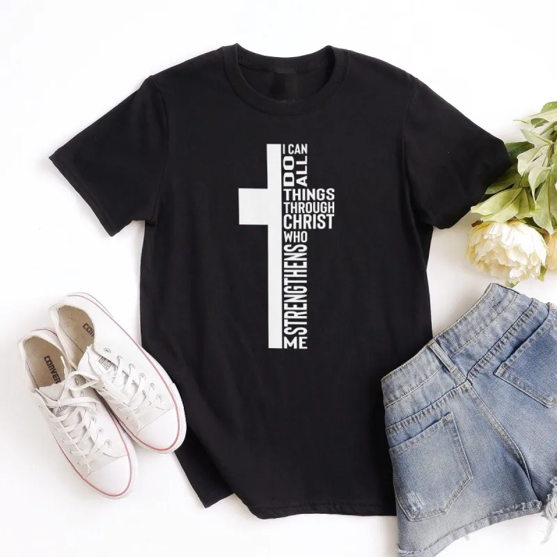 Can Do All Things Through Christ Who Strengthens Me Cross Tee sold by Faithful and Co.