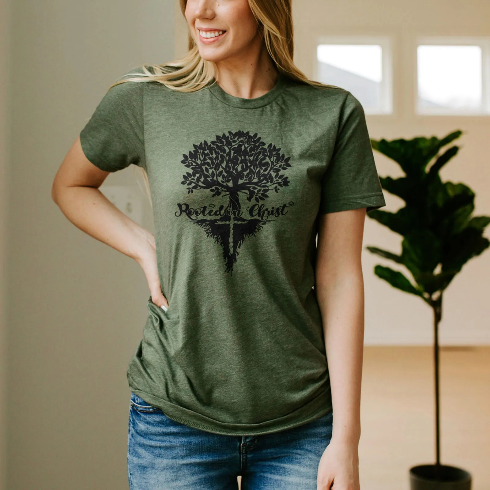 Rooted In Christ Tree Tee sold by Faithful and Co. product image thumbnail 3