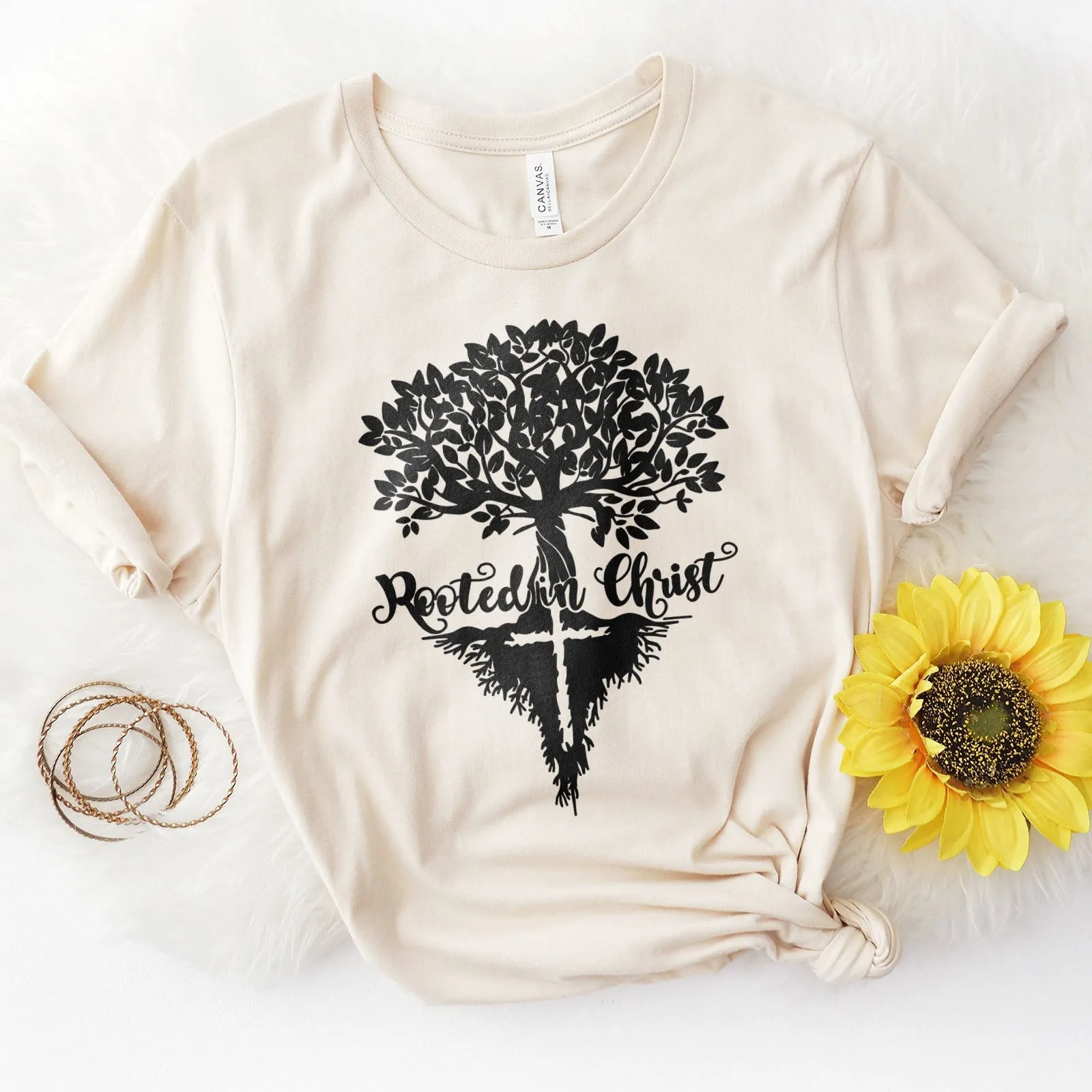 Rooted In Christ Tree Tee sold by Faithful and Co. product image thumbnail 5