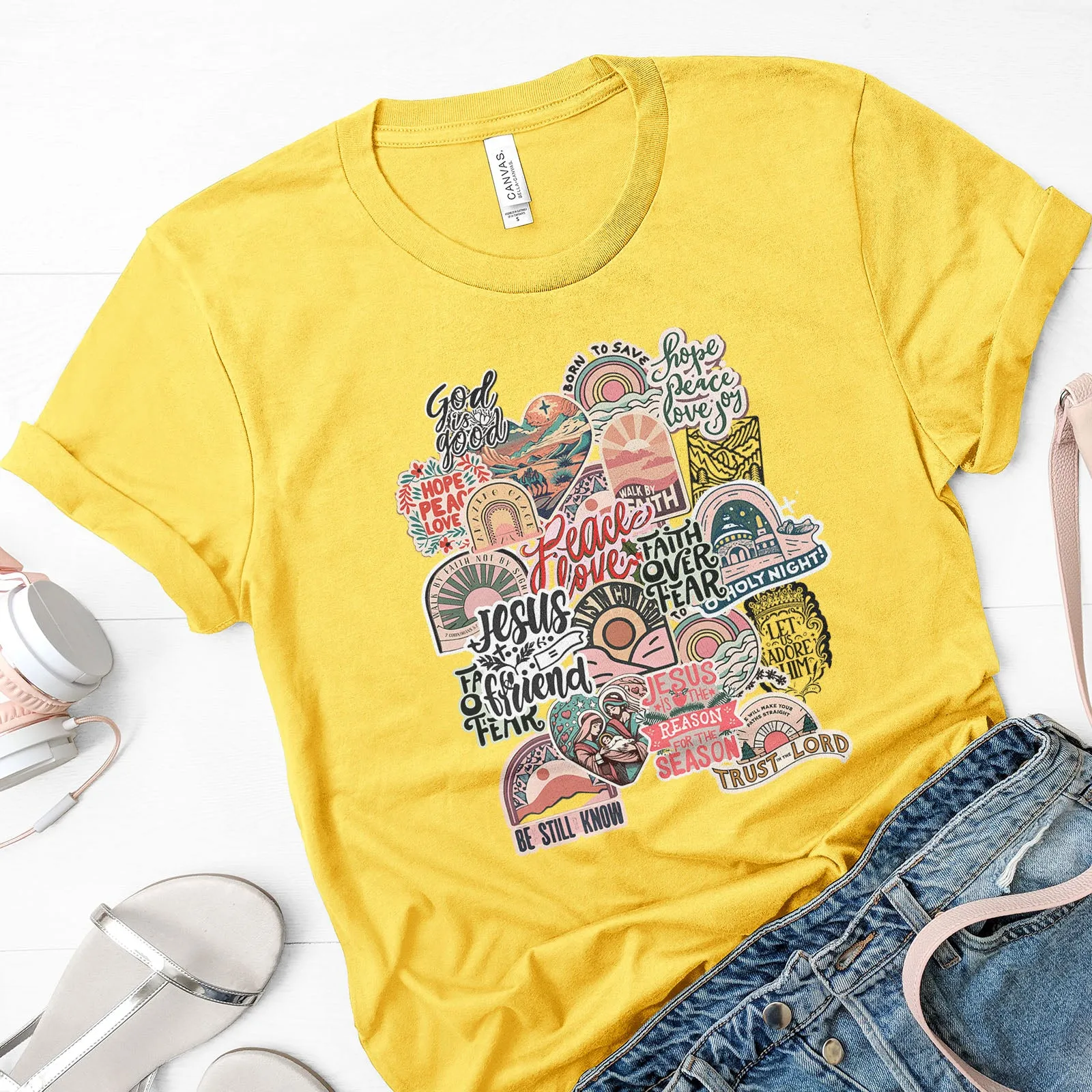 Inspirational Christian Retro Collage Tee sold by Faithful and Co. product image thumbnail 3