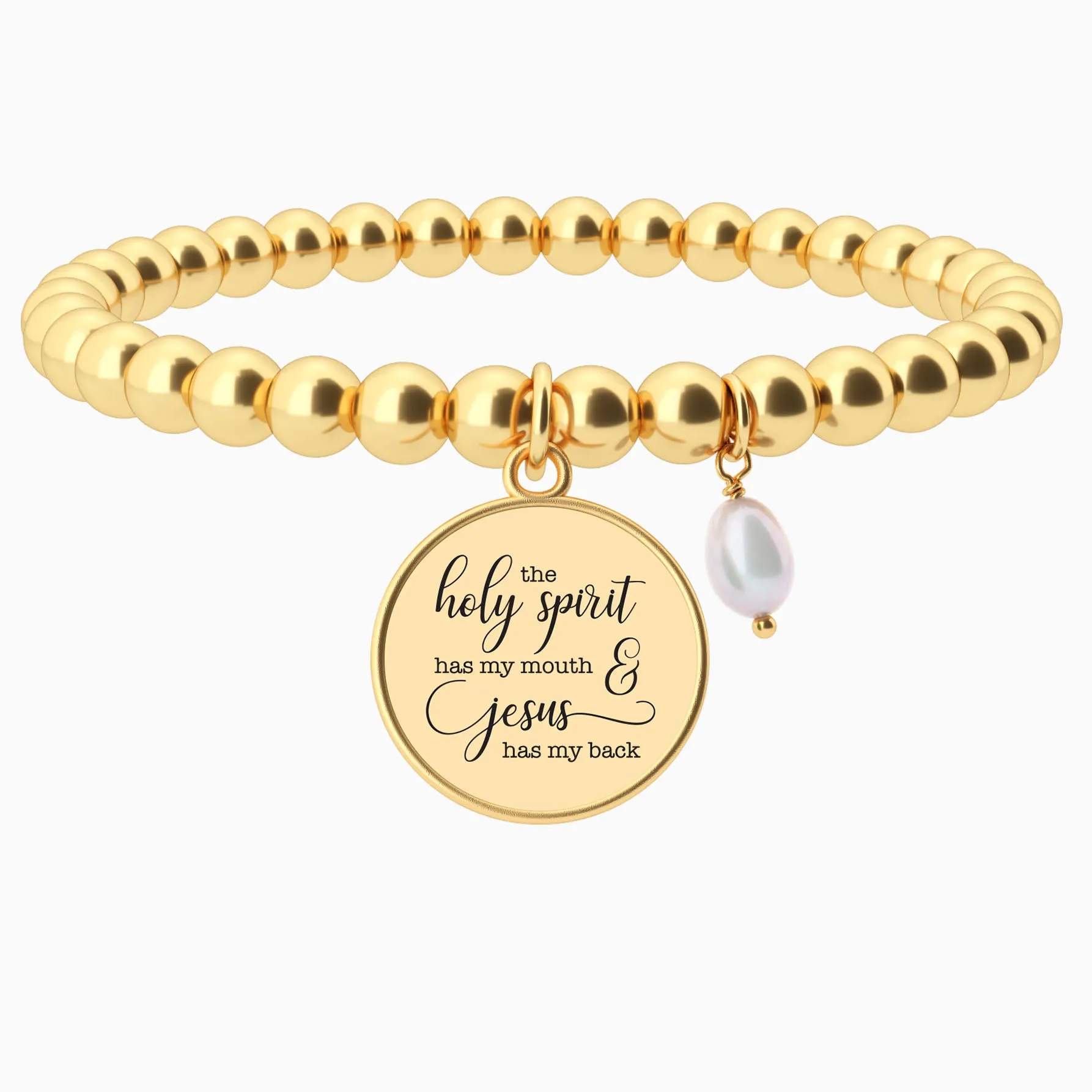 The Holy Spirit Has My Mouth & Jesus Has My Back - Beaded Bracelet sold by Faithful and Co.