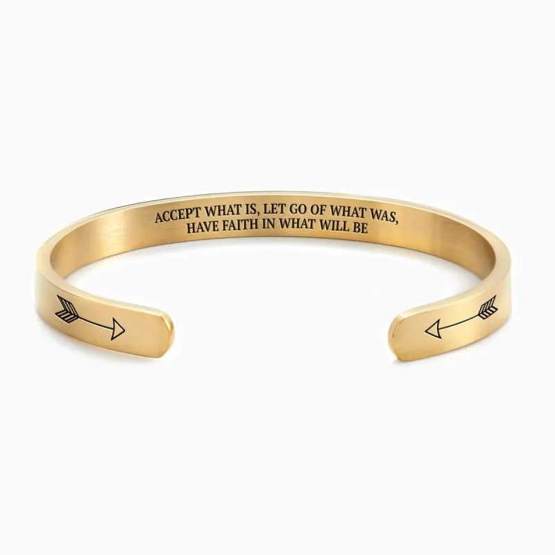 Accept What Is, Let Go Of What Was, Have Faith In What Will Be Personalizable Cuff Bracelet sold by Faithful and Co.