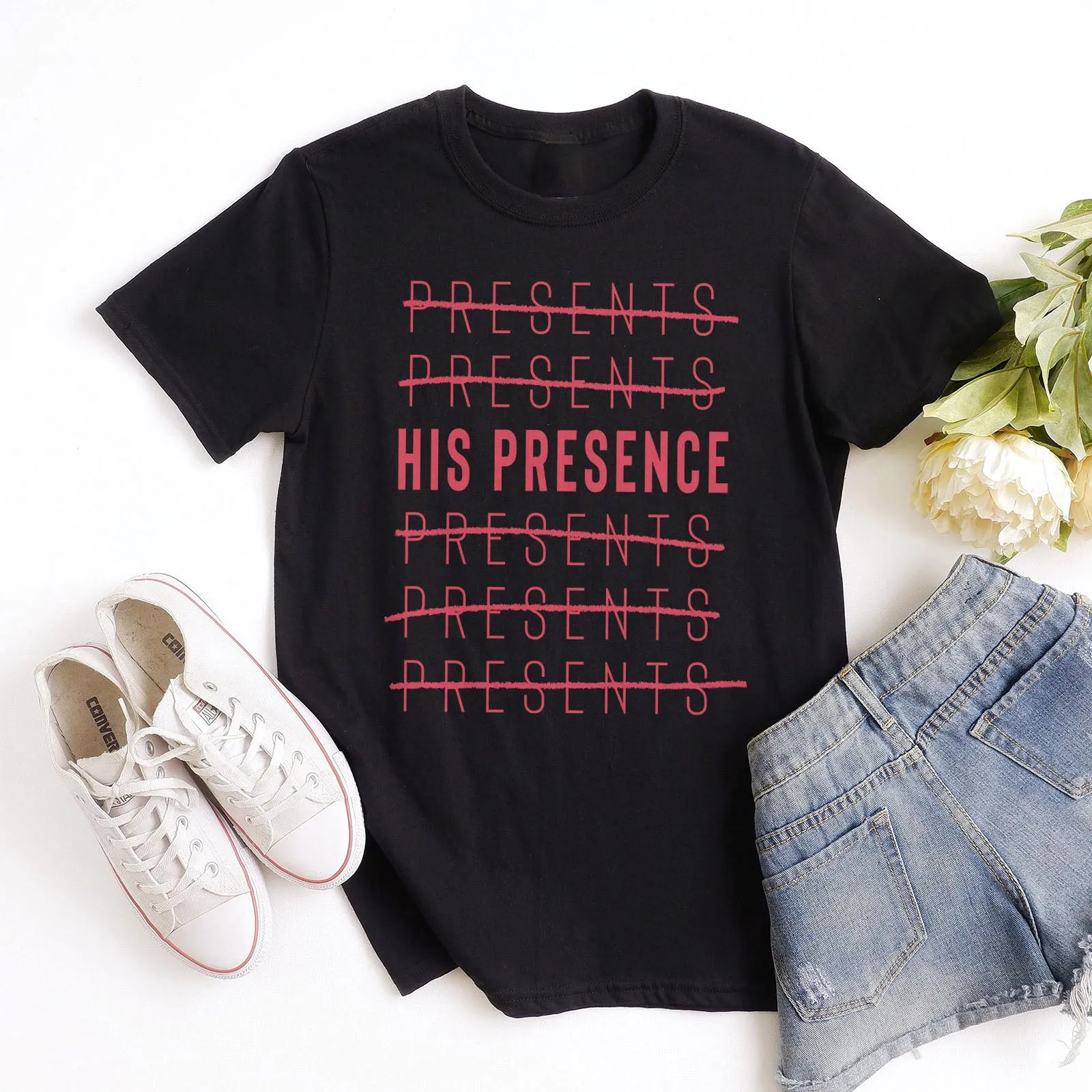 Forget Presents, Celebrate HIS PRESENCE Tee sold by Faithful and Co.