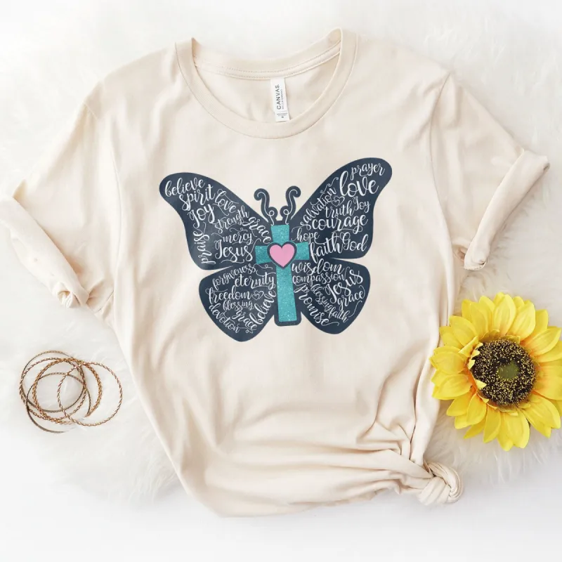 Christian Butterfly Tee sold by Faithful and Co.