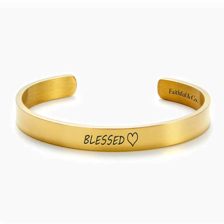 Blessed External Personalizable Cuff Bracelet sold by Faithful and Co.