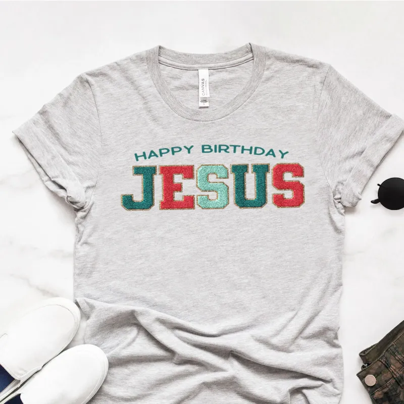 Happy Birthday Jesus Sparkle Tee sold by Faithful and Co.