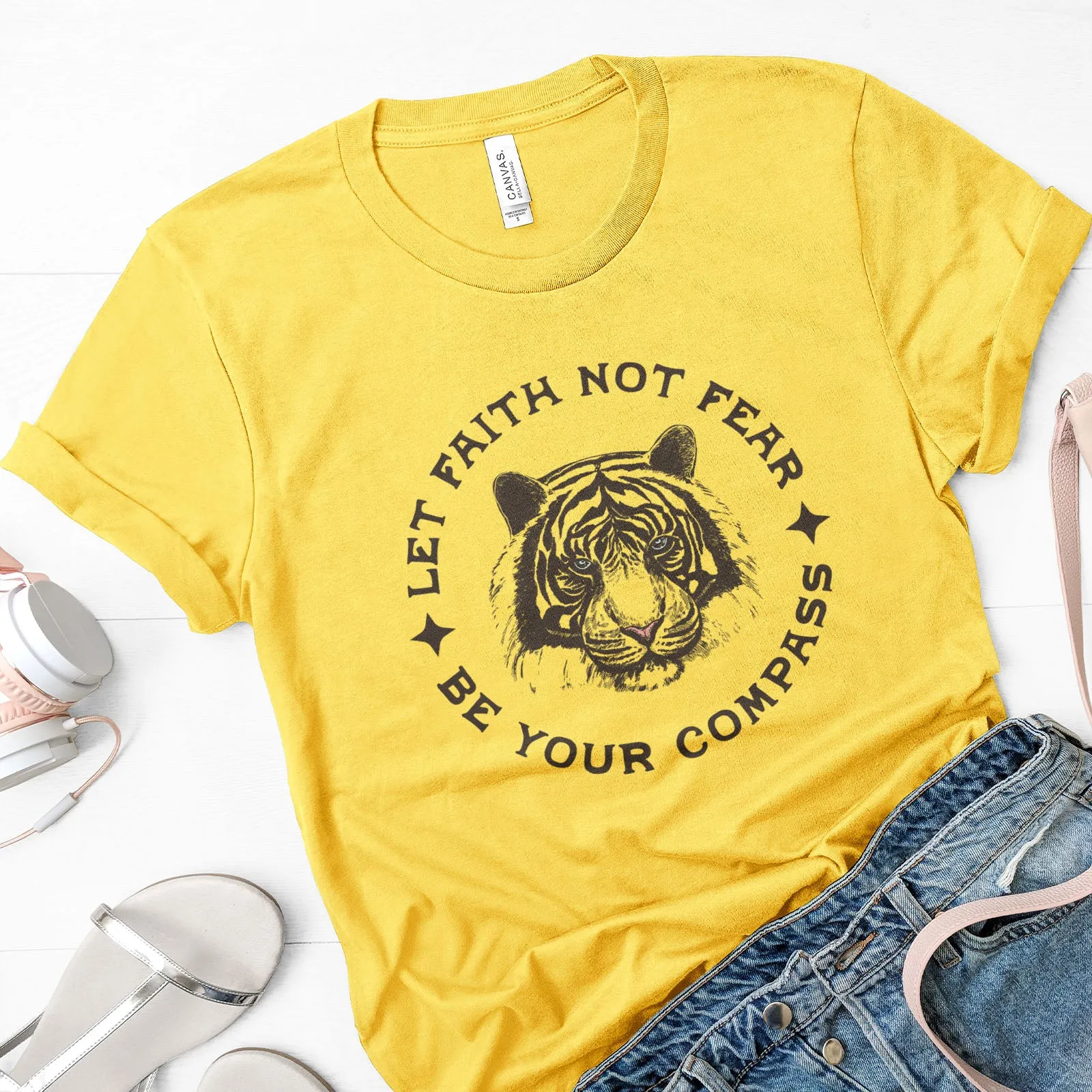 Let Faith not Fear be Your Compass Tiger Tee sold by Faithful and Co.