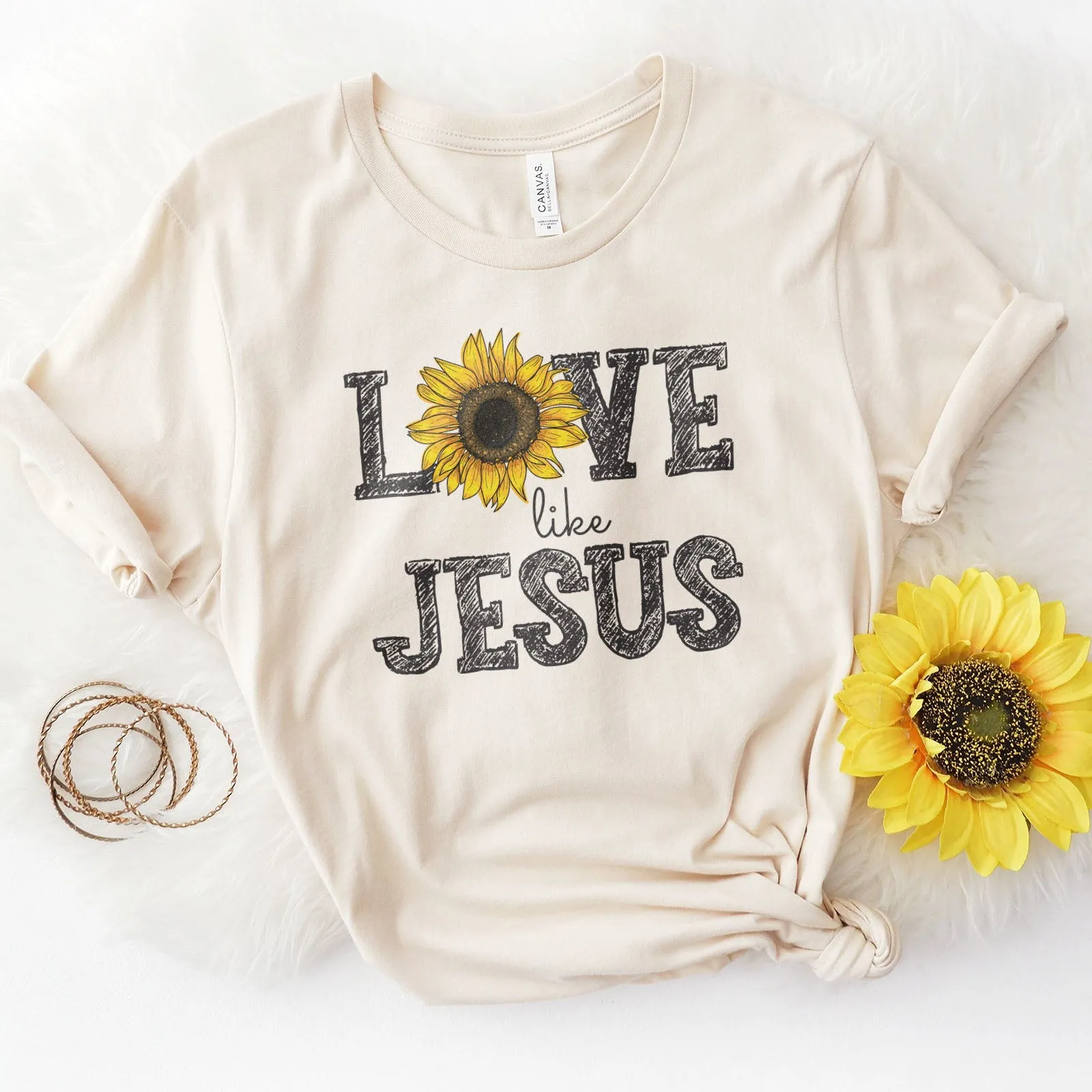 Love Like Jesus | Sunflower Tee sold by Faithful and Co.