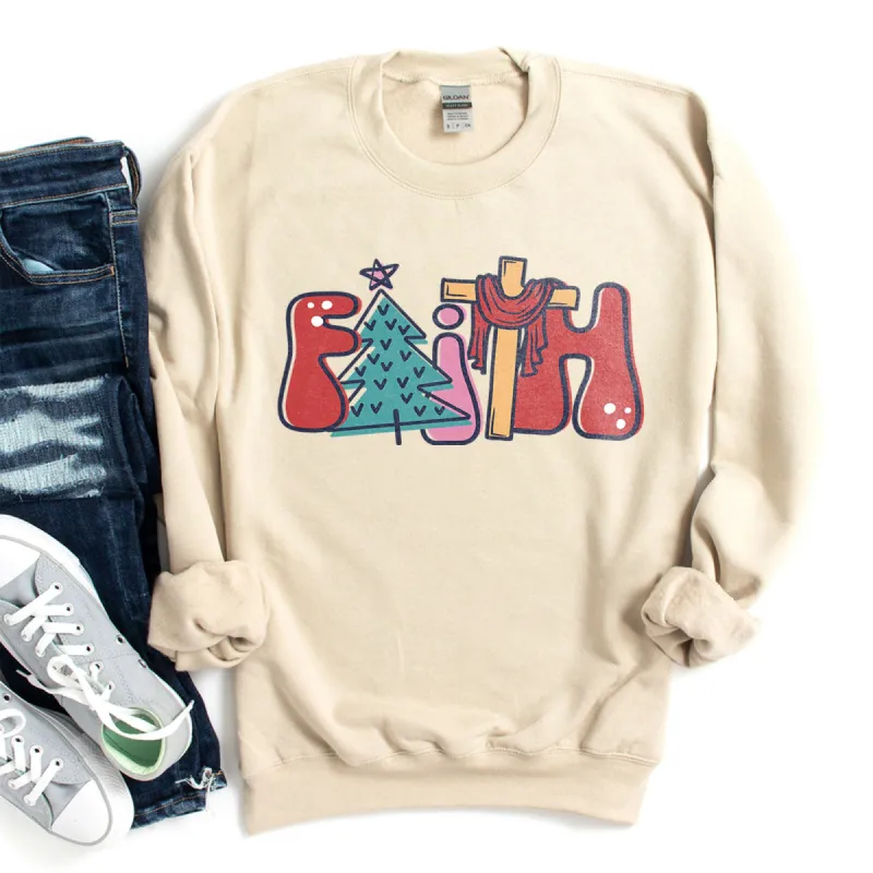 Retro Christmas FAITH Sweatshirt sold by Faithful and Co.