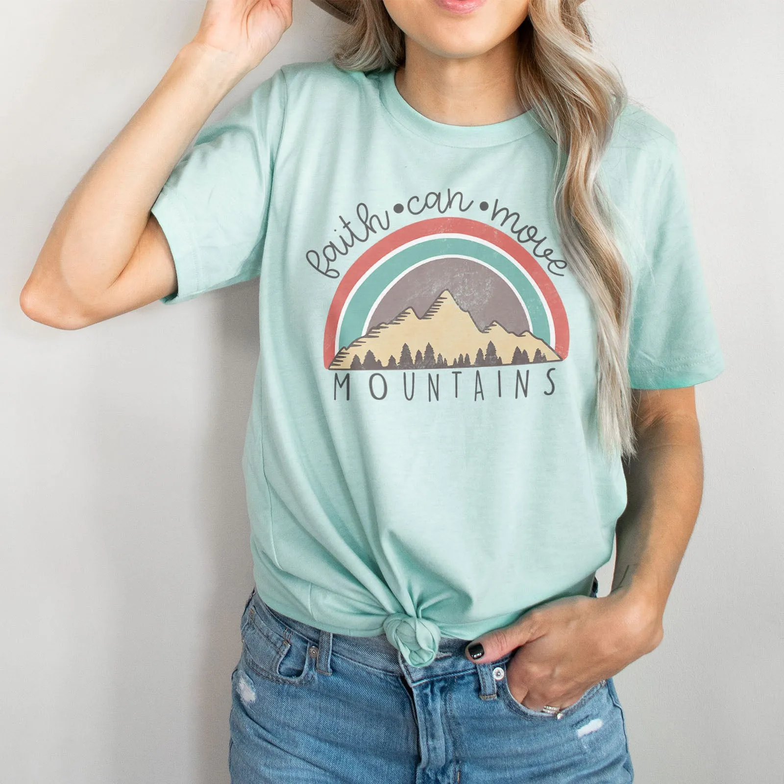 Faith Can Move Mountains Badge Tee sold by Faithful and Co. product image thumbnail 3