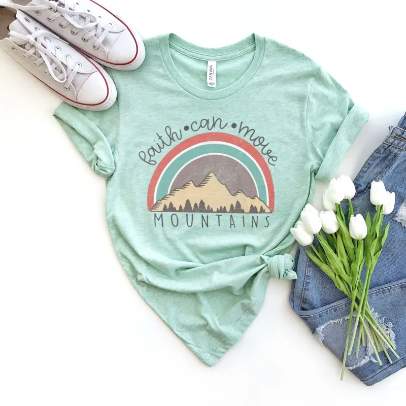 Faith Can Move Mountains Badge Tee sold by Faithful and Co.