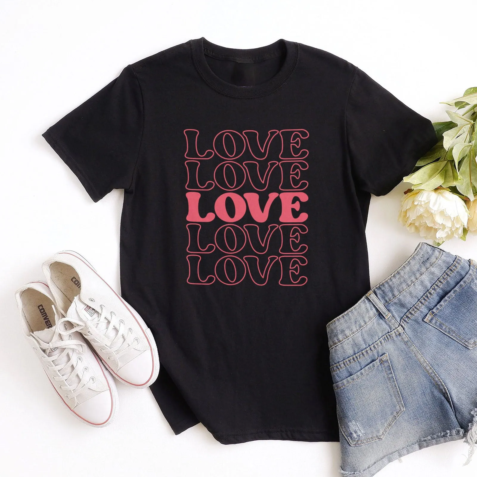 Stacked Love Tee sold by Faithful and Co.