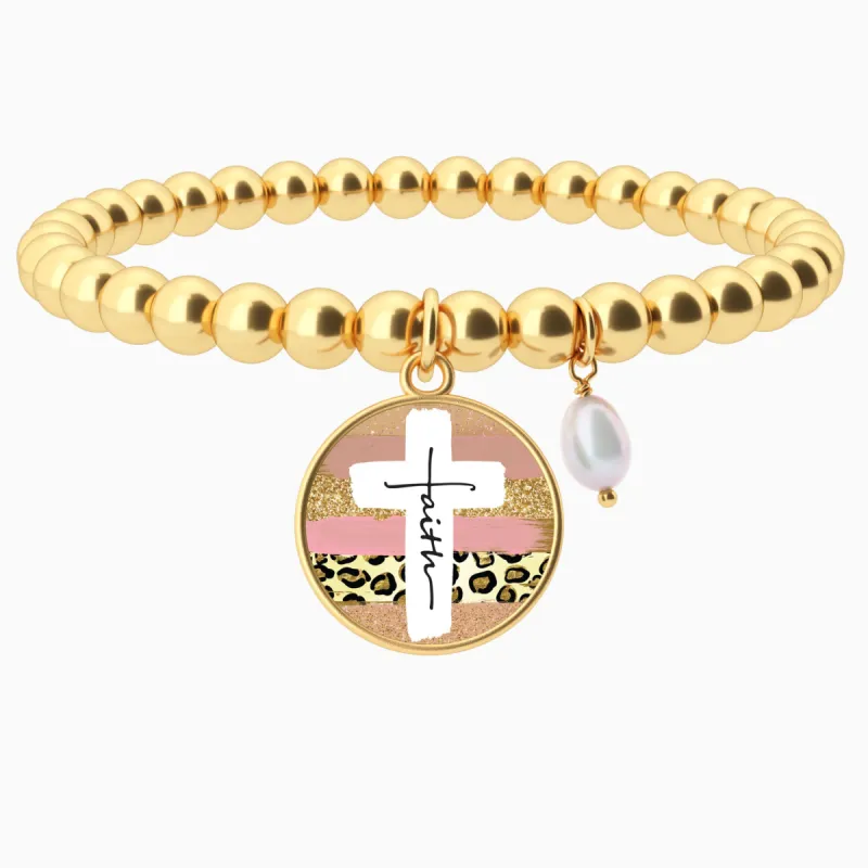 Faith Cross Paint Swipe - Beaded Bracelet sold by Faithful and Co.