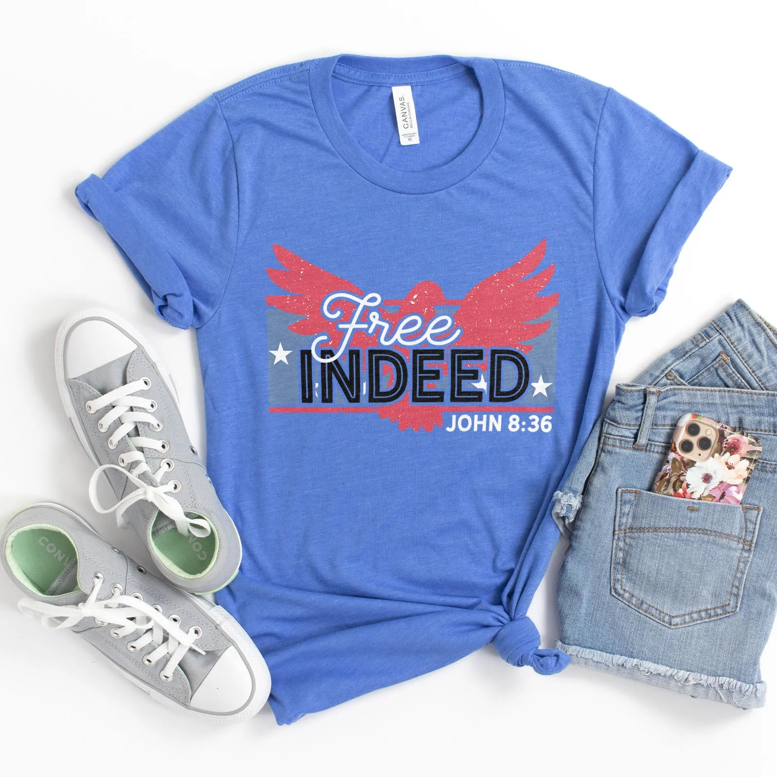 Free Indeed John 8:36 Tee sold by Faithful and Co.