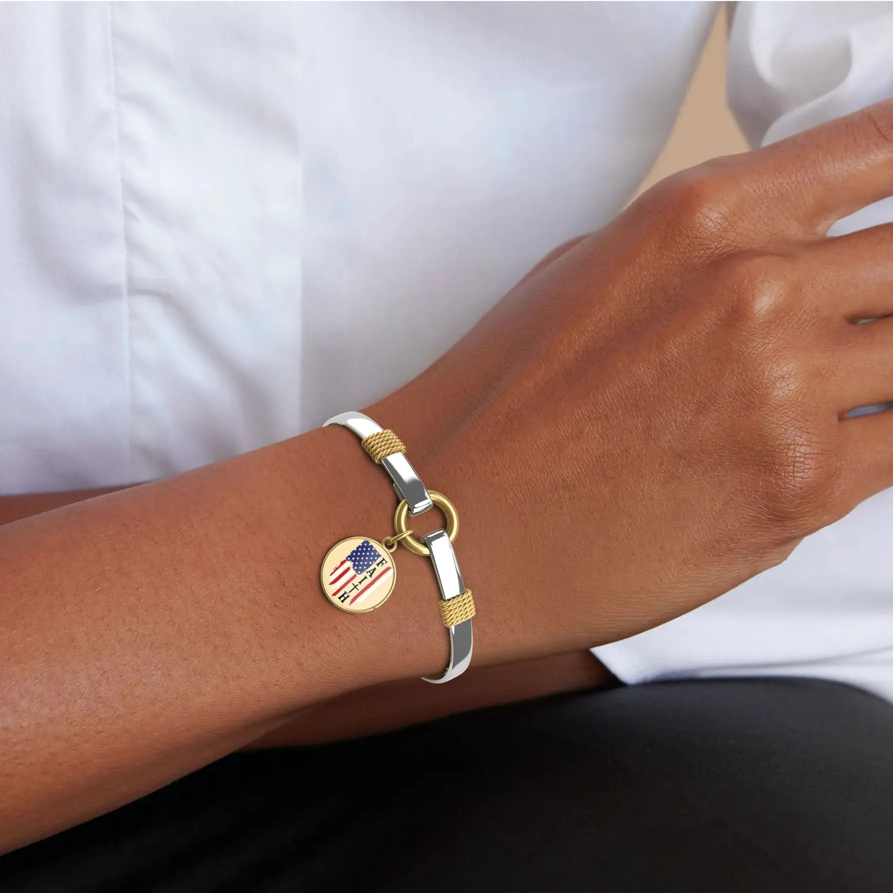 Faith American Flag - Two-Tone Bracelet sold by Faithful and Co. product image thumbnail 3