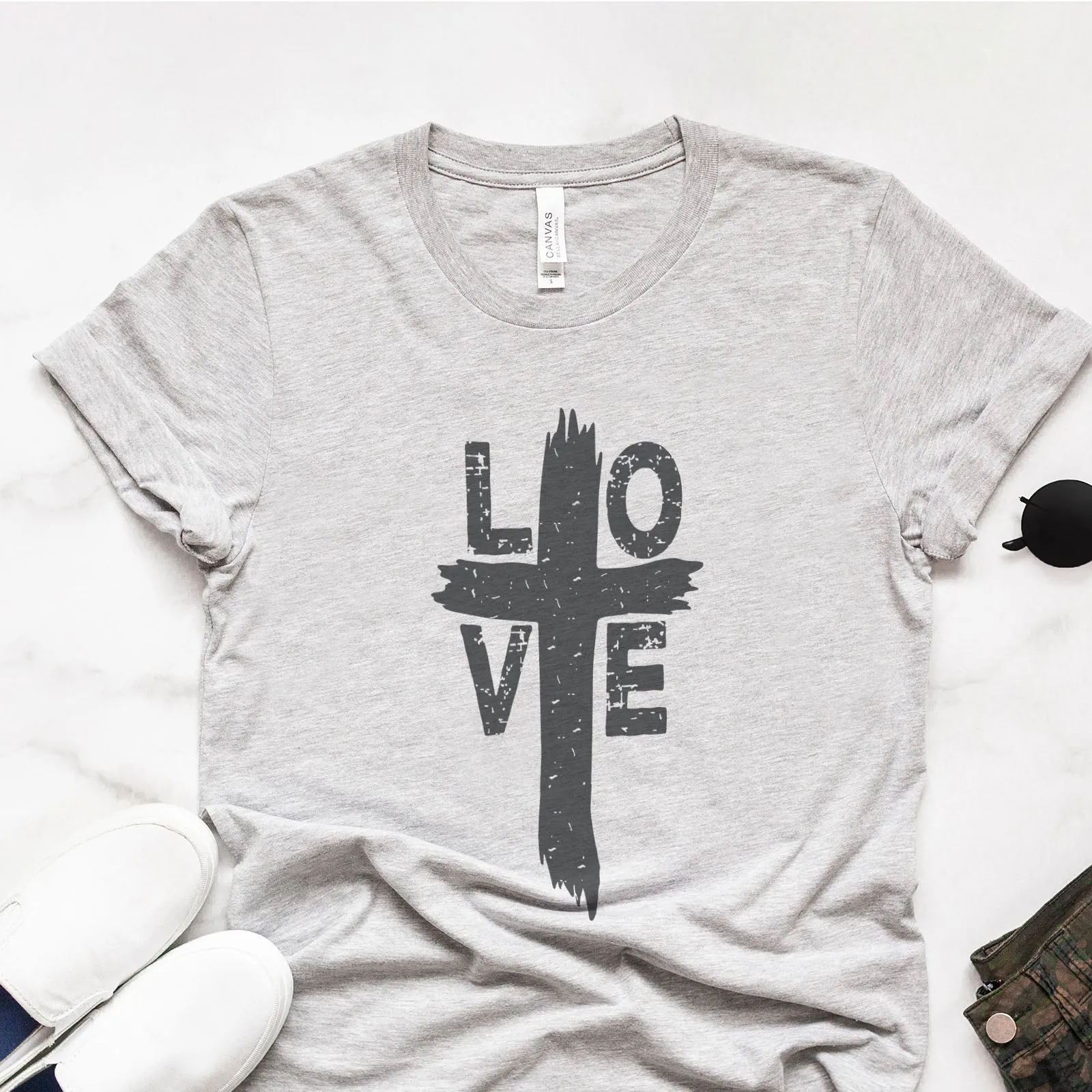 Love Cross Tee sold by Faithful and Co.
