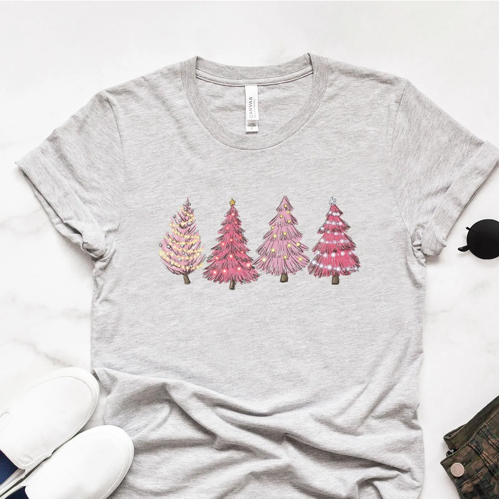 Free Gift - Pink Christmas Trees Tee sold by Faithful and Co. product image thumbnail 3