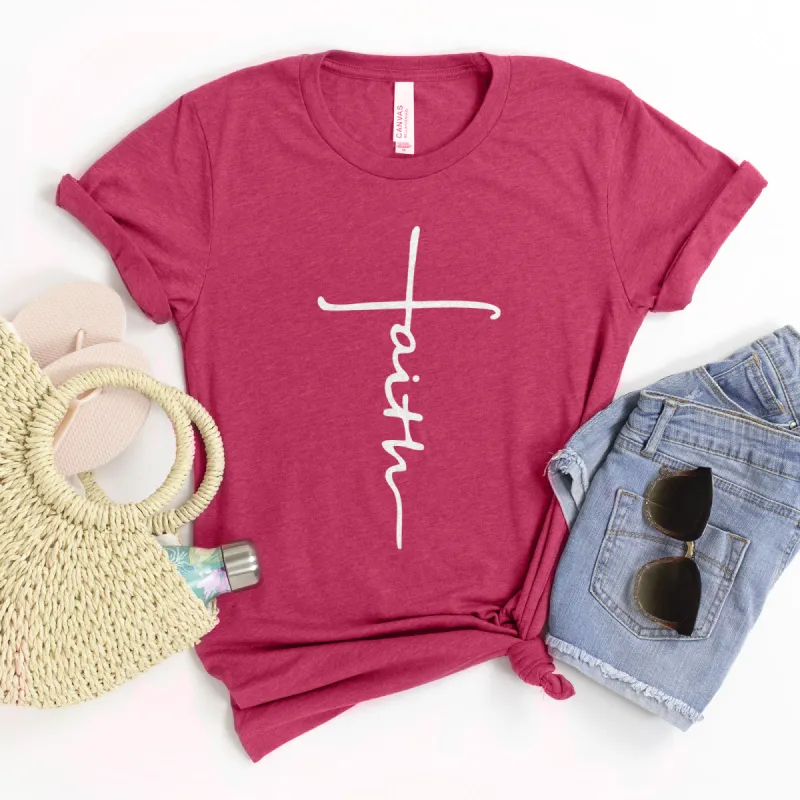 Cross Script Tee sold by Faithful and Co.