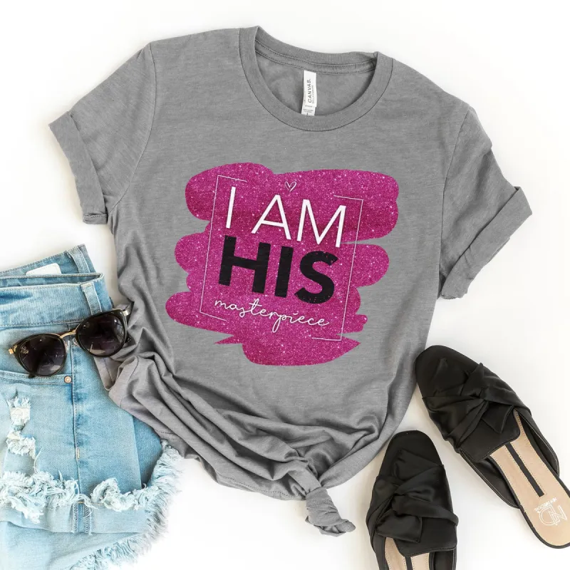 I Am His Masterpiece Pink Dazzler Tee sold by Faithful and Co.