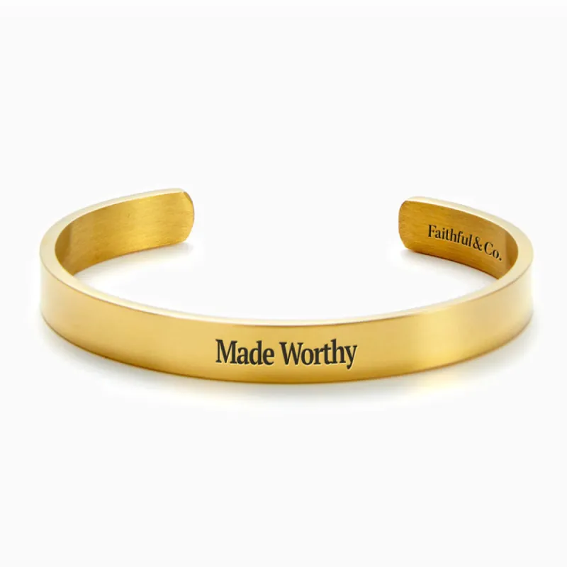 Made Worthy Personalizable Cuff Bracelet sold by Faithful and Co.