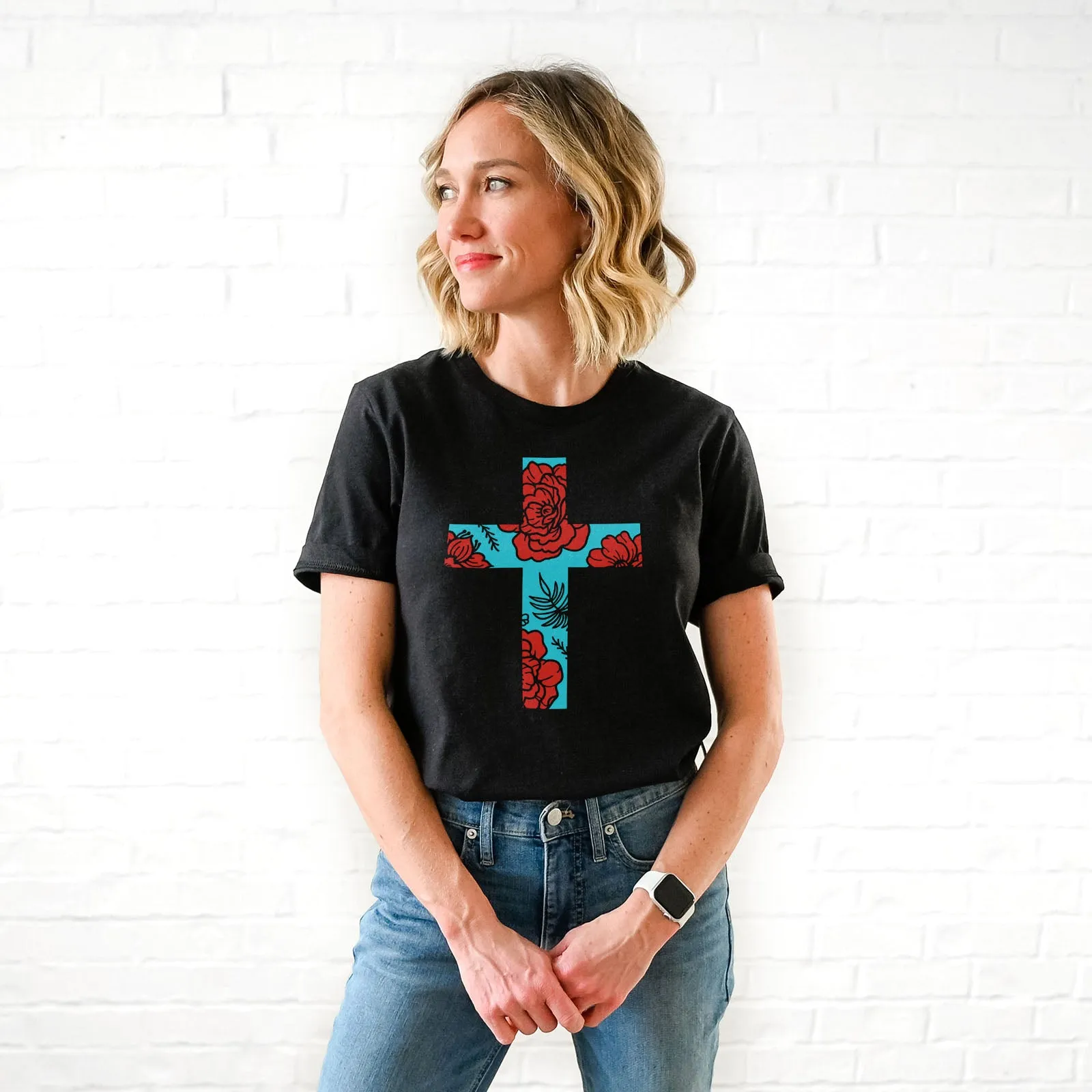Floral Cross - Bright Tee sold by Faithful and Co. product image thumbnail 4