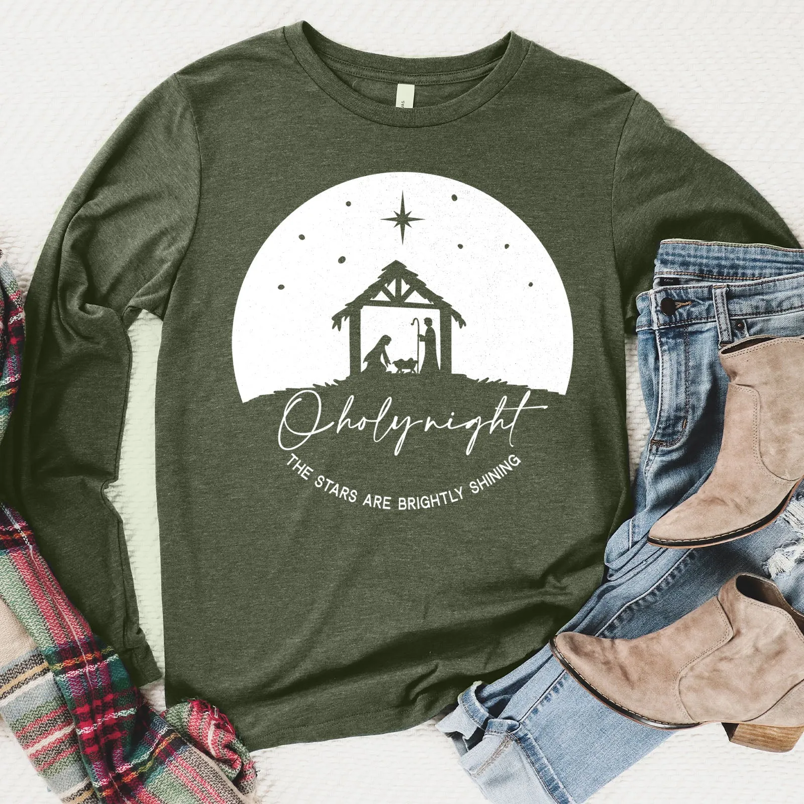 O Holy Night Long Sleeve sold by Faithful and Co.
