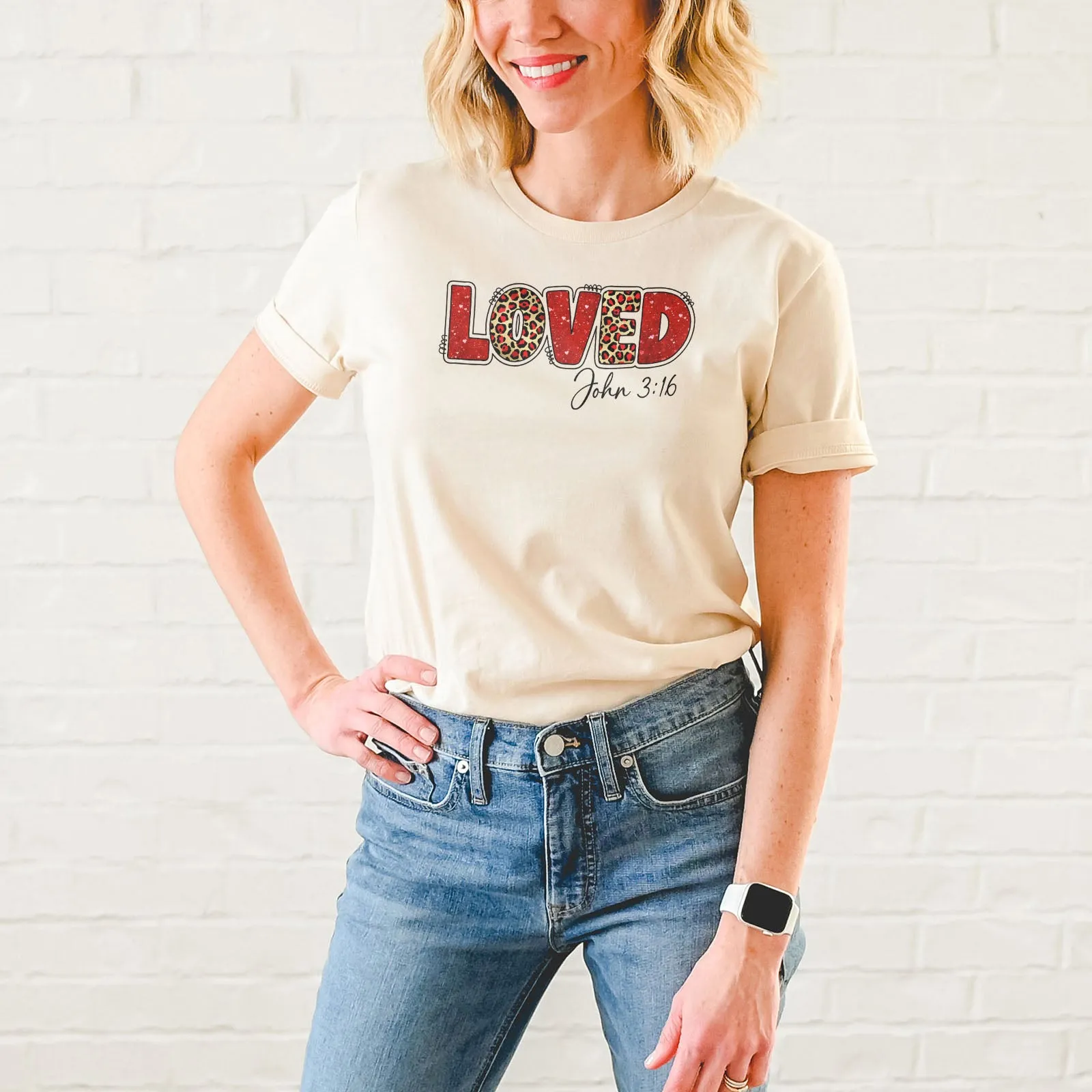 Valentine's Day Sparkle Loved John 3:16 Tee sold by Faithful and Co. product image thumbnail 4