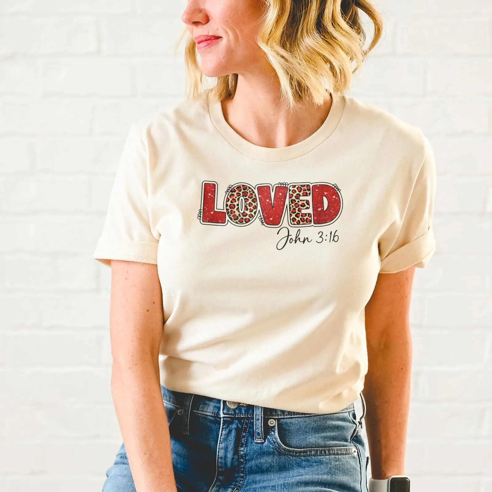 Valentine's Day Sparkle Loved John 3:16 Tee sold by Faithful and Co. product image thumbnail 5