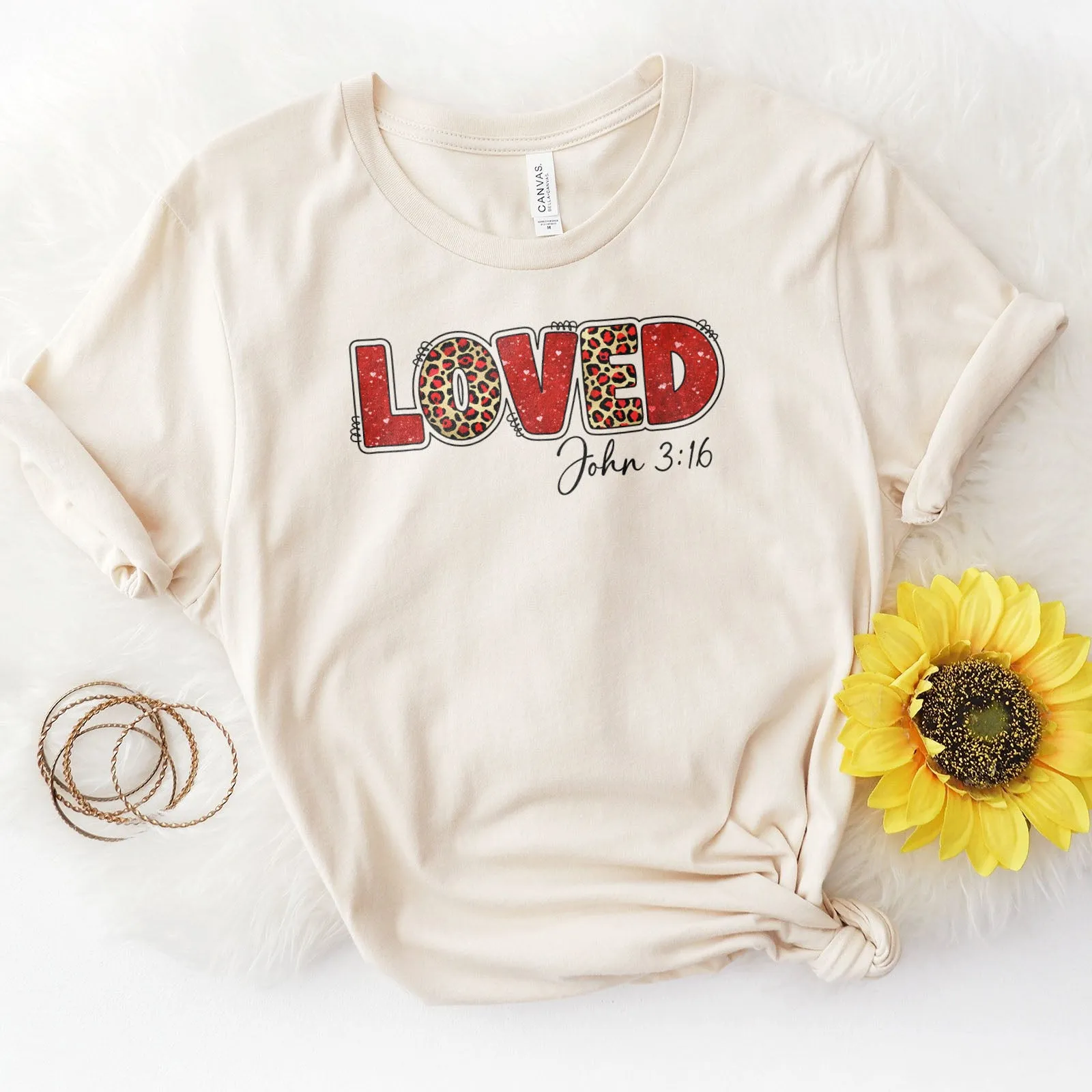 Valentine's Day Sparkle Loved John 3:16 Tee sold by Faithful and Co. product image thumbnail 3